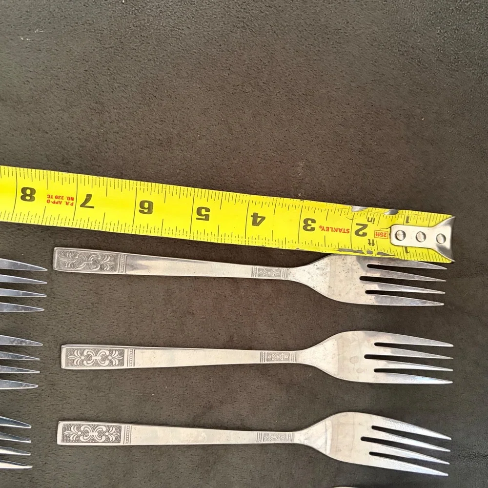 Customcraft Stainless Steel Forks 12pc Set Vintage Scroll Pattern Taiwan 6+6